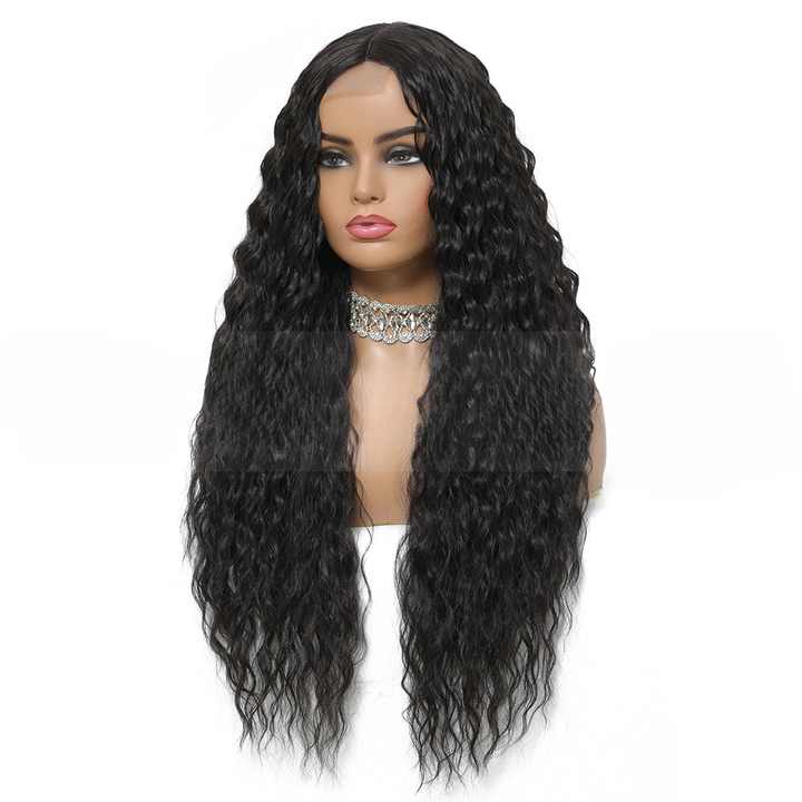 Europe and the United States lace front wig corn perm long curly hair African small curls synthetic fiber wig styling headgear