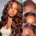 Pre-African Lace Wig Brown Red Long Curly Fluffy