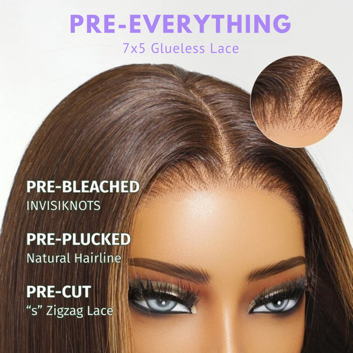 New Mocha Brown Highlights Bob Wig With Caramel Highlights